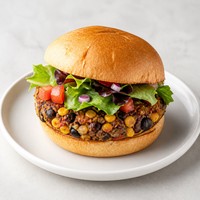 Mexican Corn and Three Bean Burger